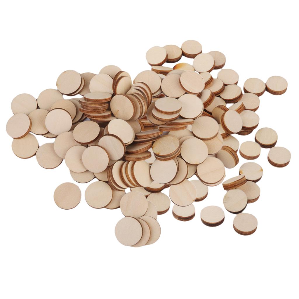 200 Pieces Assorted Round Disc Unfinished Wood Cutout Circles DIY Art Crafts