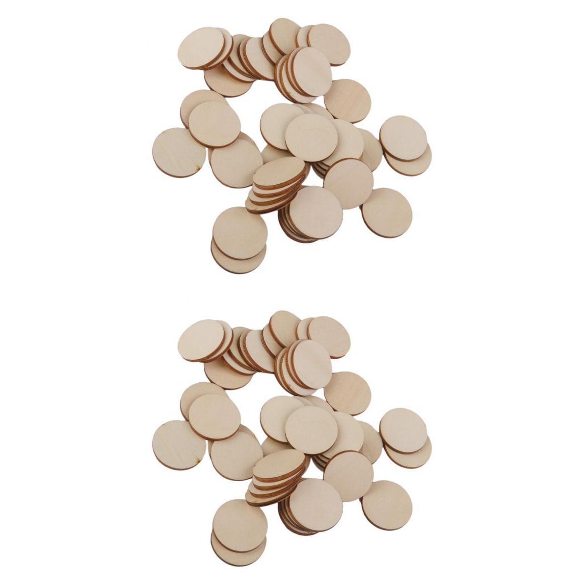 80 Pieces 30mm 40mm Round Disc Unfinished Wood Cutout Circles DIY Art Craft