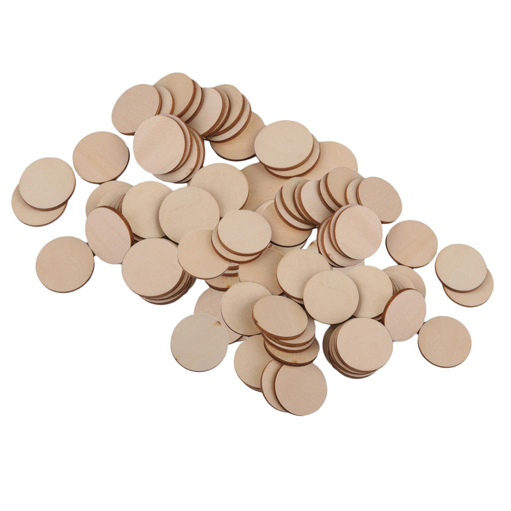 80 Pieces 30mm 40mm Round Disc Unfinished Wood Cutout Circles DIY Art Craft