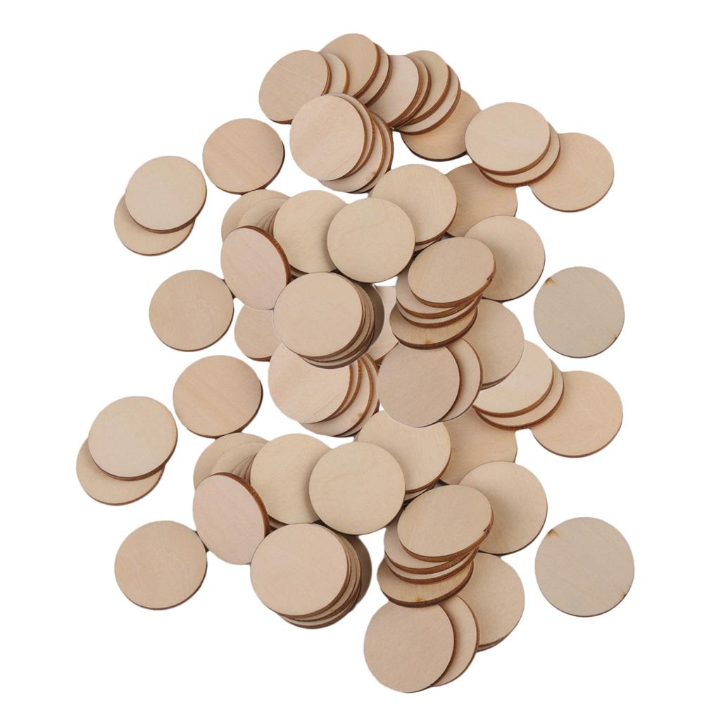 80 Pieces 30mm 40mm Round Disc Unfinished Wood Cutout Circles DIY Art Craft