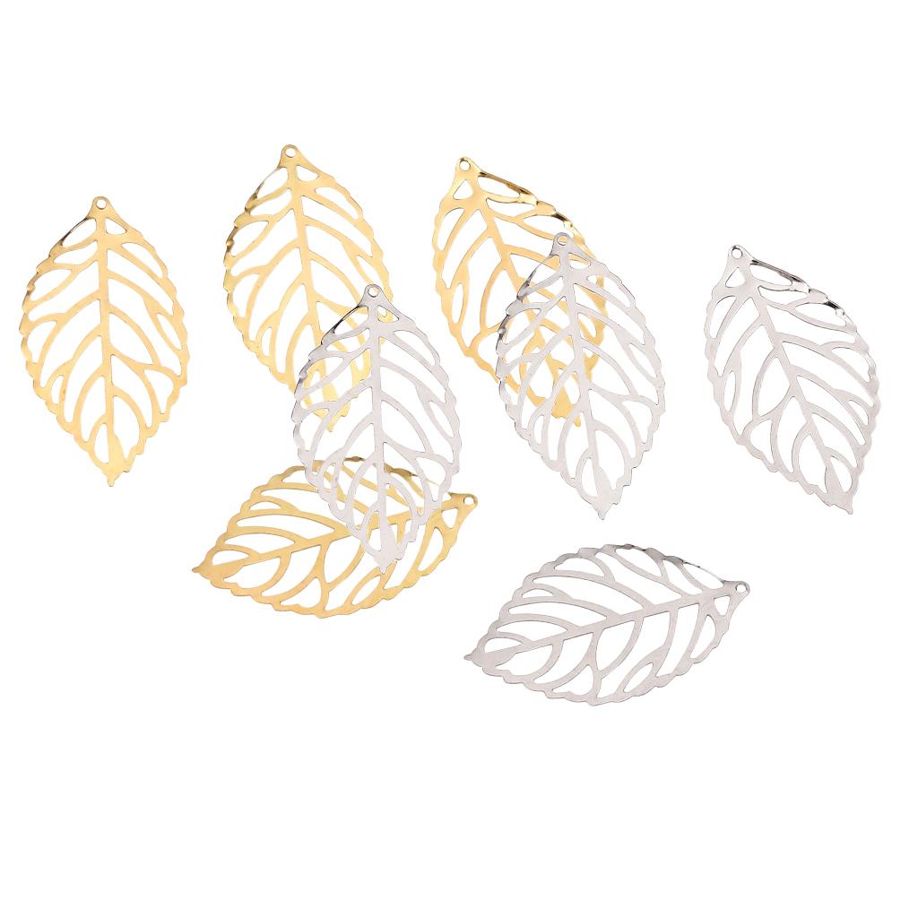 200 Pieces Hollow Filigree Charms Leaf Pendants Jewelry Findings Accessories