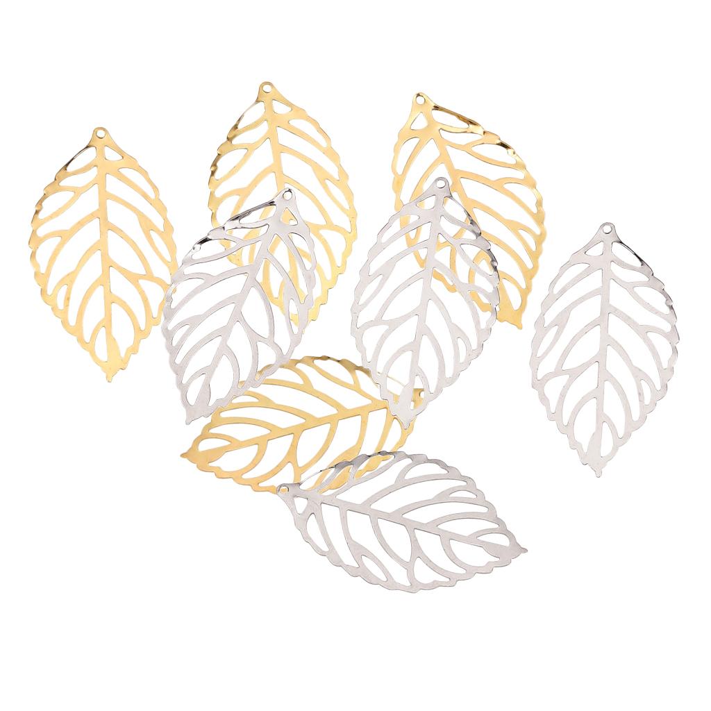 200 Pieces Hollow Filigree Charms Leaf Pendants Jewelry Findings Accessories