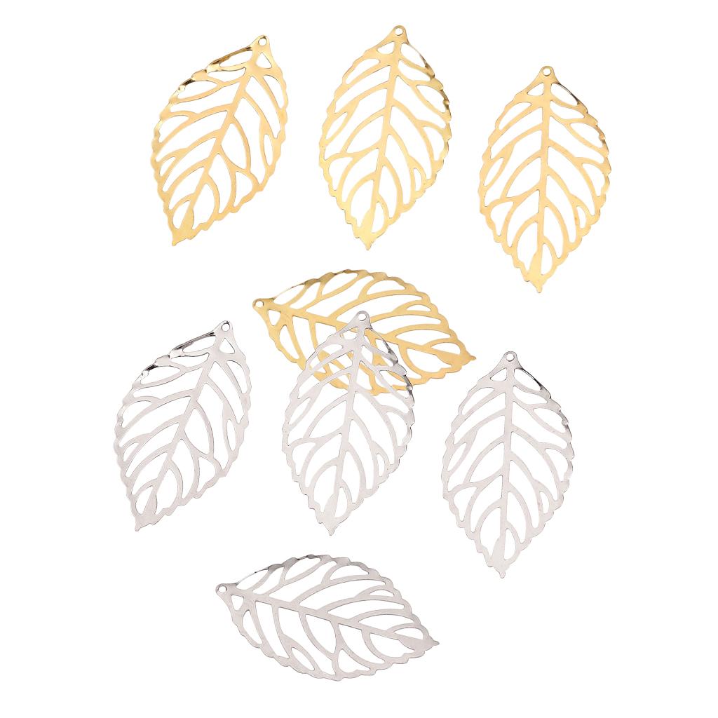 200 Pieces Hollow Filigree Charms Leaf Pendants Jewelry Findings Accessories