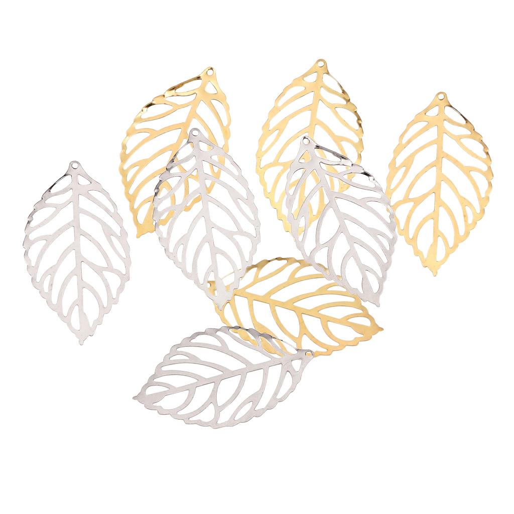 200 Pieces Hollow Filigree Charms Leaf Pendants Jewelry Findings Accessories