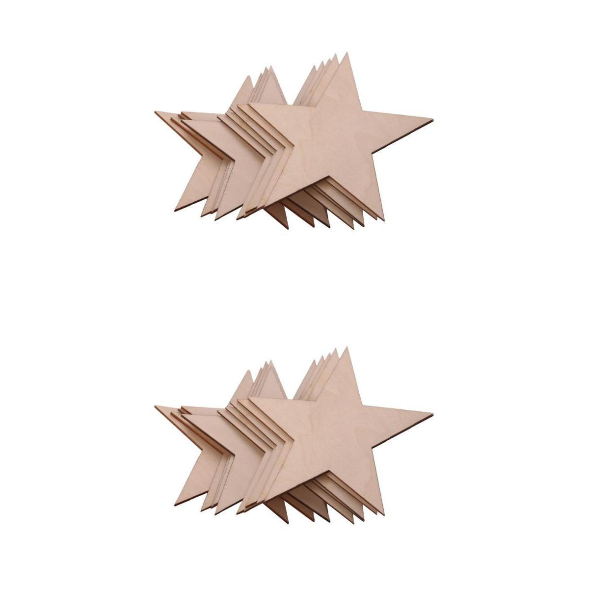20 Pieces Unfinished Star Shape Wooden Embellishments DIY Crafts 80mm 100mm