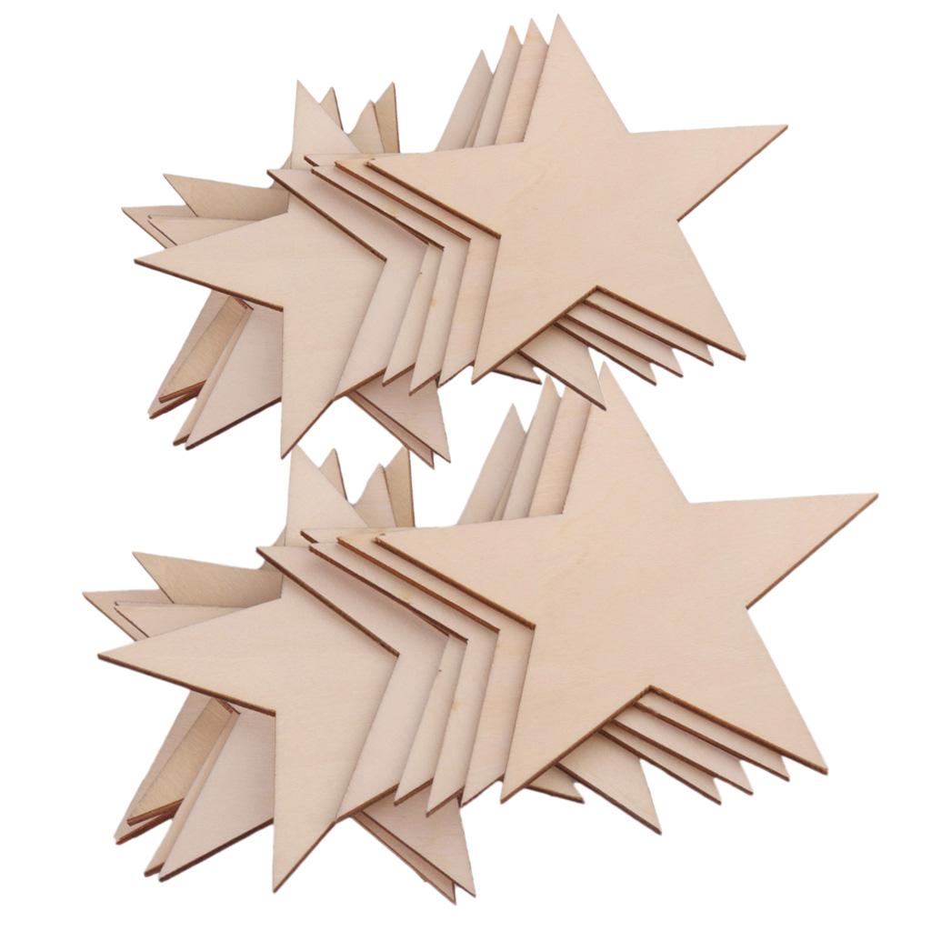 20 Pieces Unfinished Star Shape Wooden Embellishments DIY Crafts 80mm 100mm
