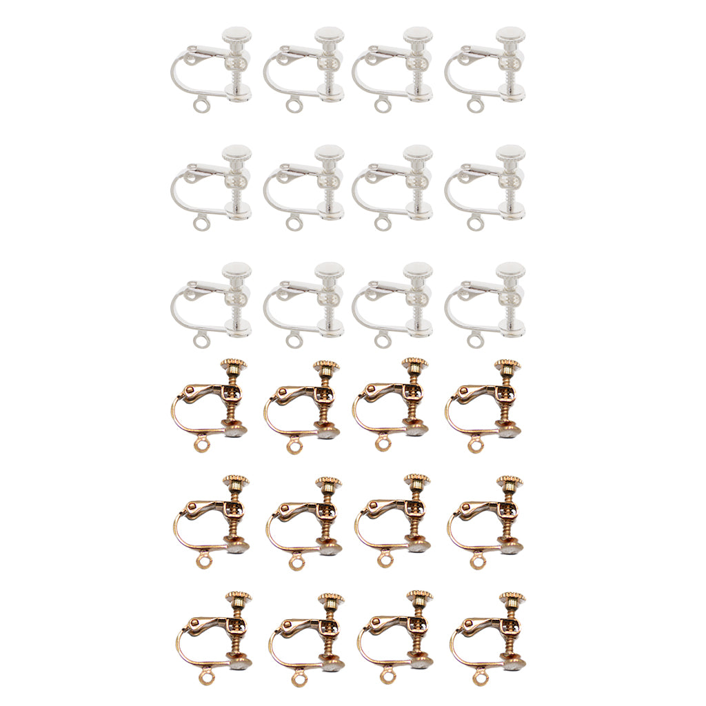 24 Piece Non Piercing Copper Adjustable Screw Earring Clips Rose gold Silver