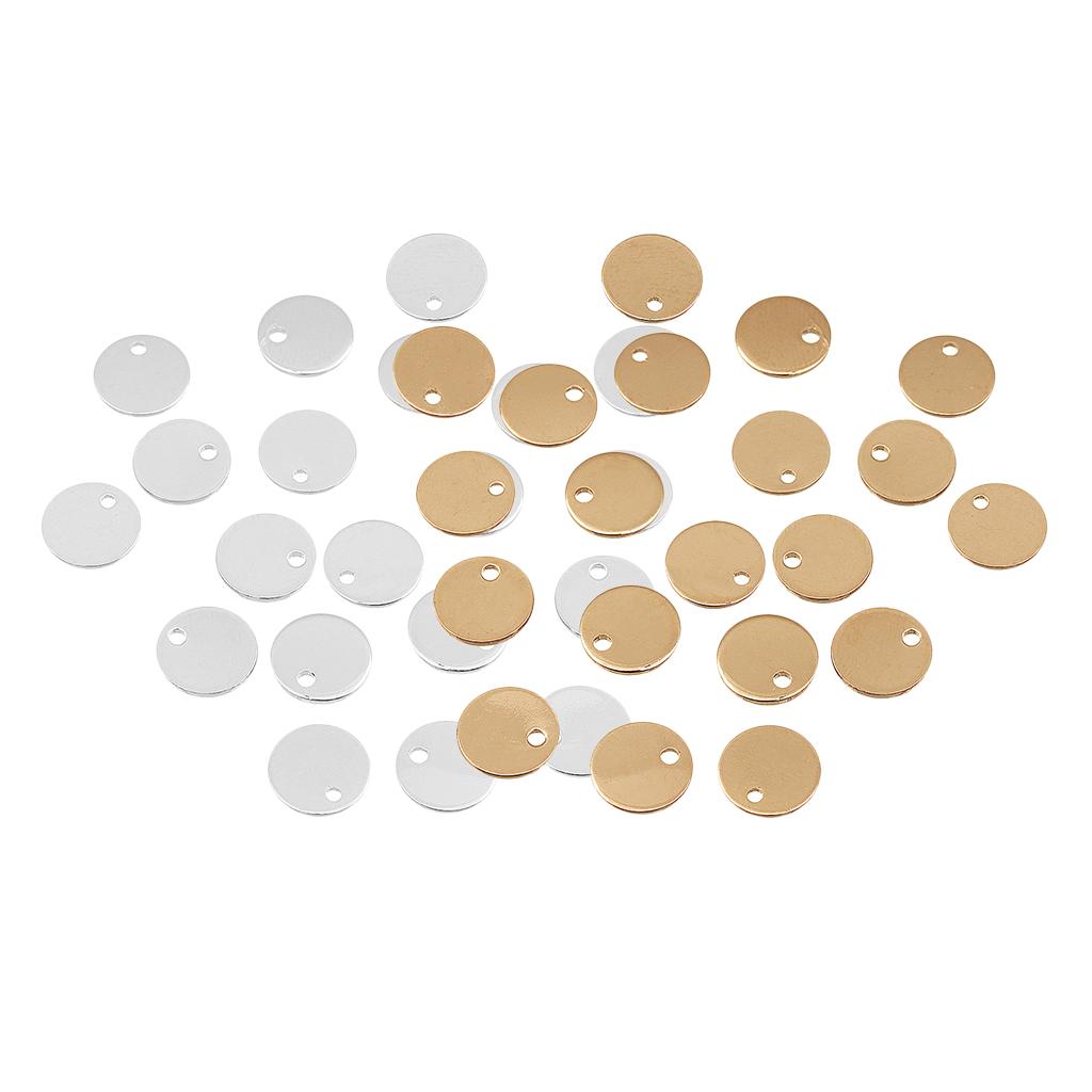 40 Pcs Metal Coin Round Stamping Blank Tag Jewelry Making Gold & Sliver