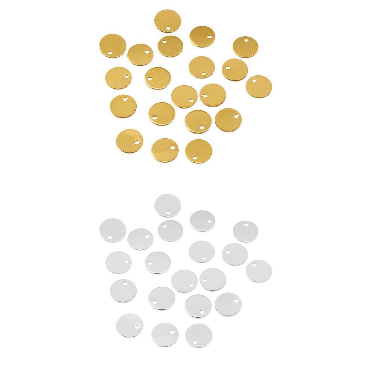 40 Pieces Gold Silver Flat Round Blank Coin Stamping Charms Tag Pendants DIY