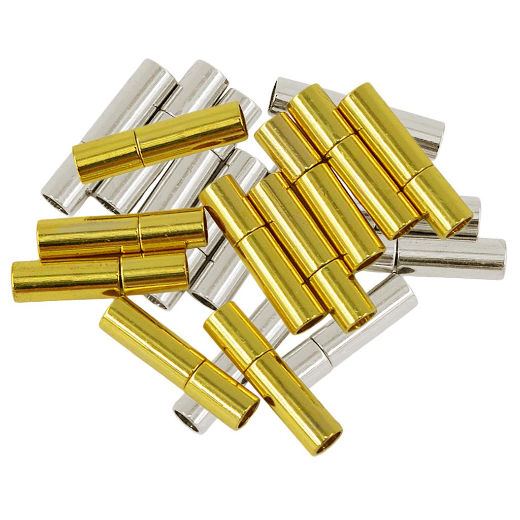 20 Sets 3mm Leather Bayonet Push Clasps Leather Cord Ends Jewelry DIY Silver