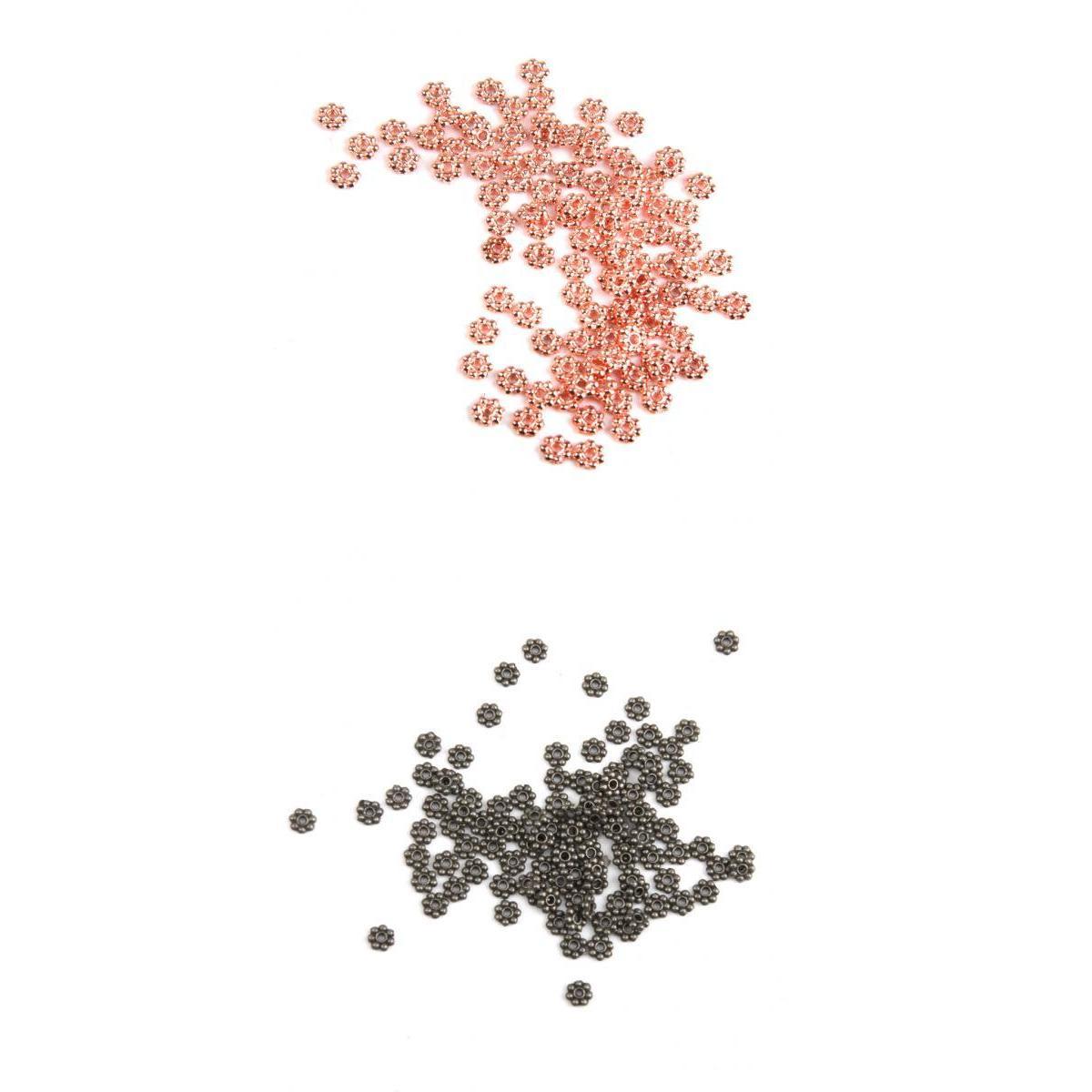 200 Pieces Snowflake Flower Shape Alloy Spacer beads Jewelry Findings 4mm