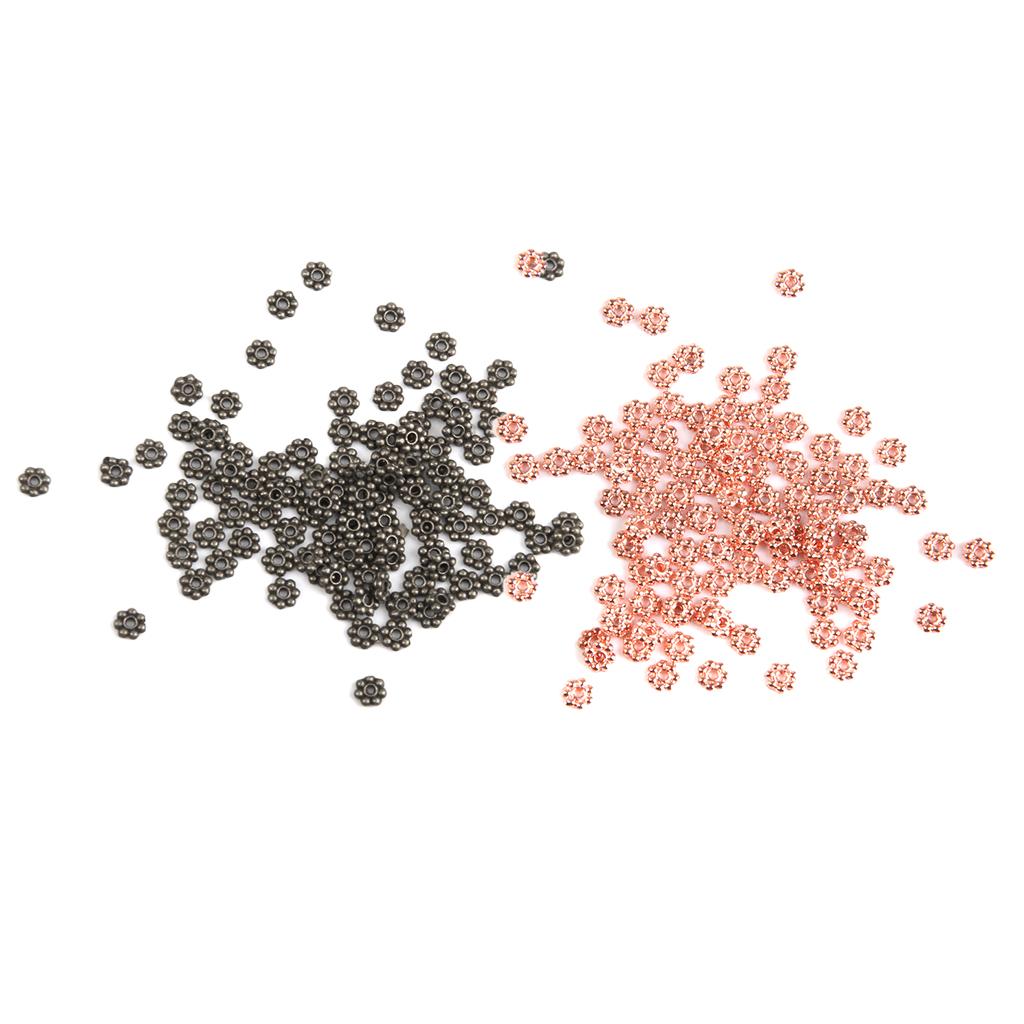 200 Pieces Snowflake Flower Shape Alloy Spacer beads Jewelry Findings 4mm