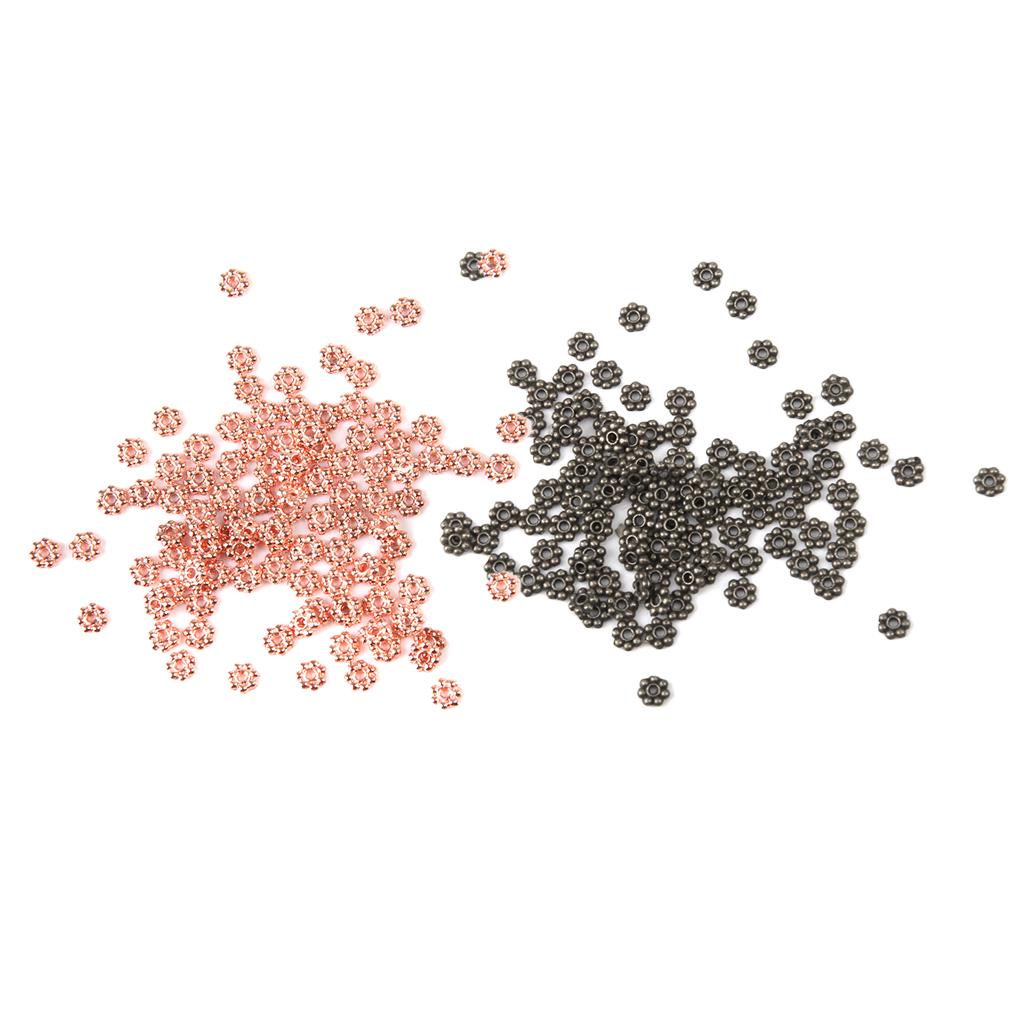 200 Pieces Snowflake Flower Shape Alloy Spacer beads Jewelry Findings 4mm