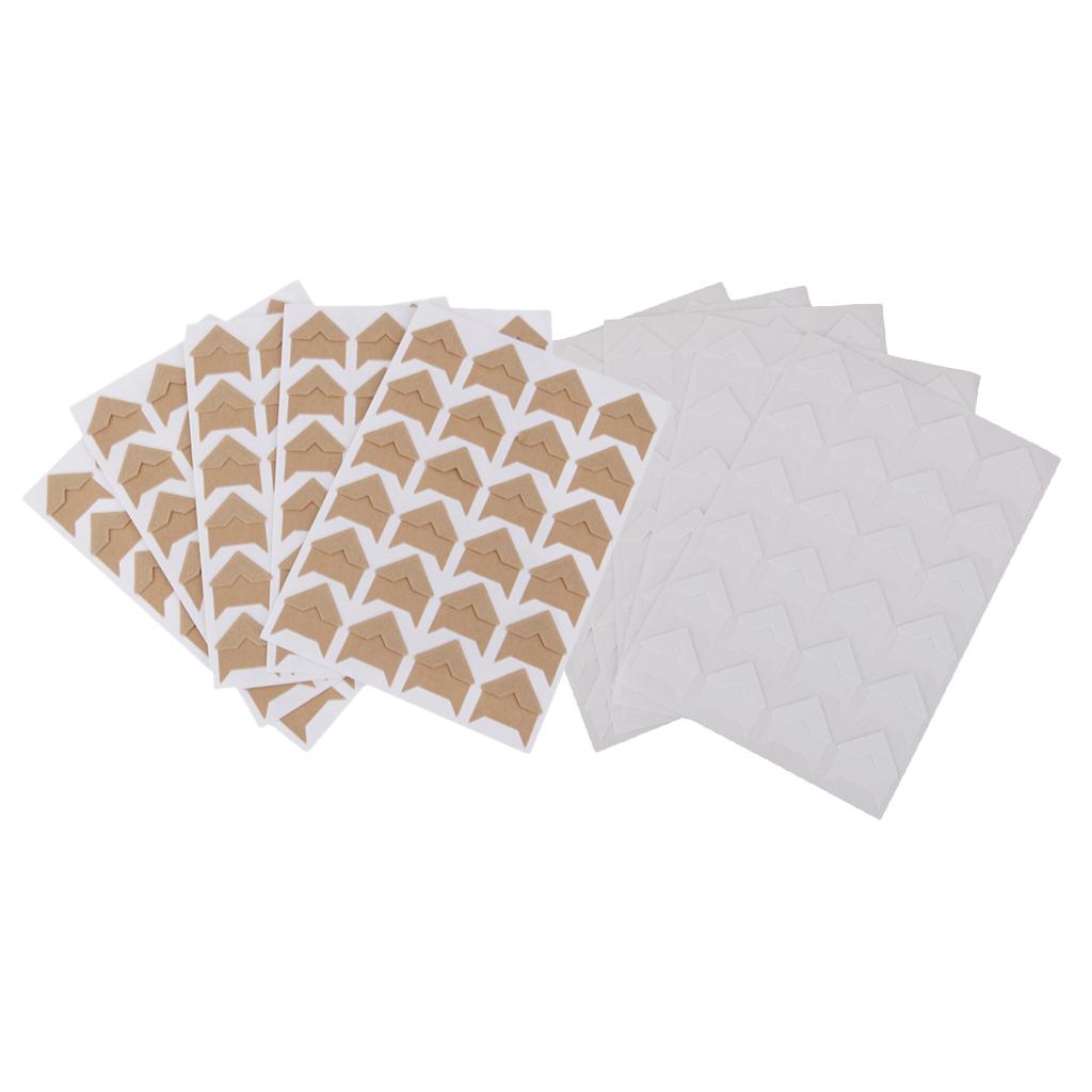 10 Sheets 240pcs DIY Photo Album Scrapbook Corner Stickers White Brown