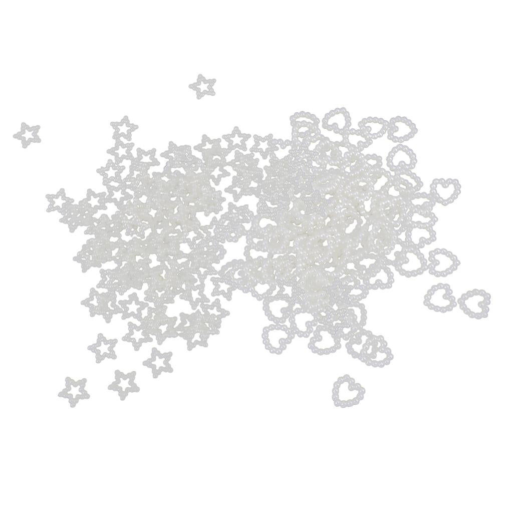200 Pieces Heart Star Shape Faux Pearls Cabochon Embellishments for Wedding
