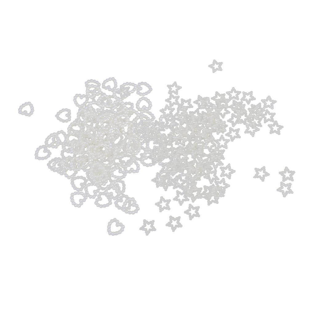 200 Pieces Heart Star Shape Faux Pearls Cabochon Embellishments for Wedding