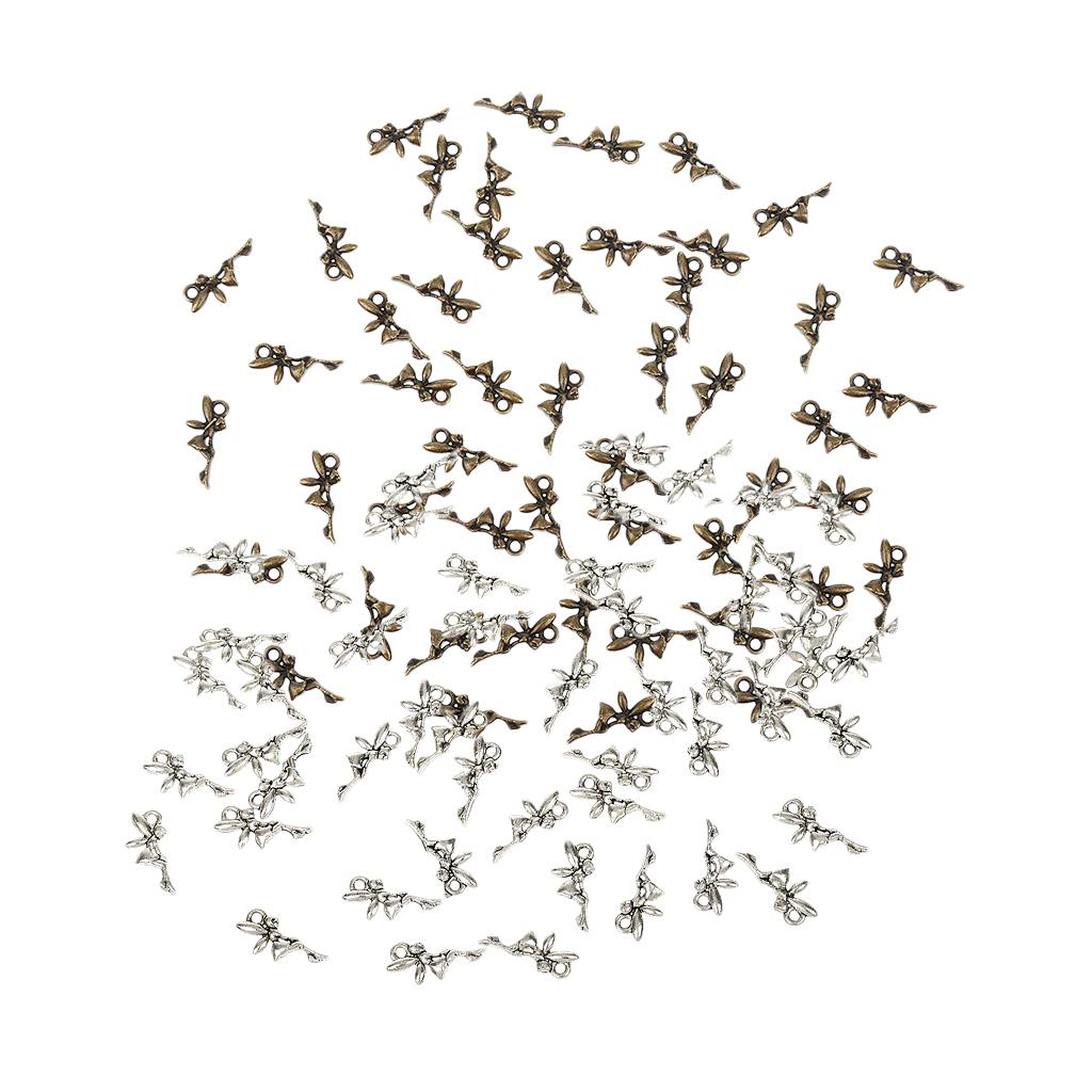 100pcs Angle Fairy Alloy Pendant Charms DIYJewelry Findings Bronze & Sliver