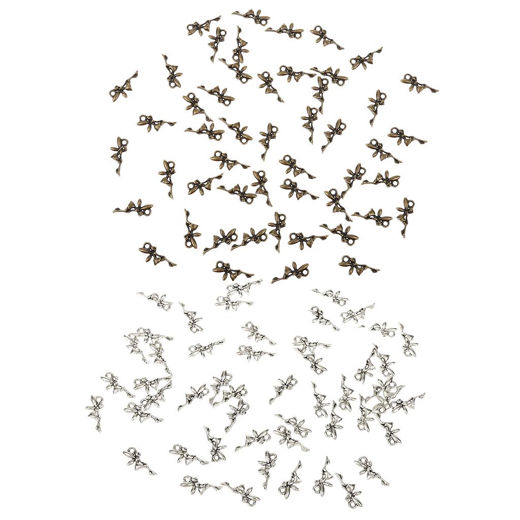 100pcs Angle Fairy Alloy Pendant Charms DIYJewelry Findings Bronze & Sliver