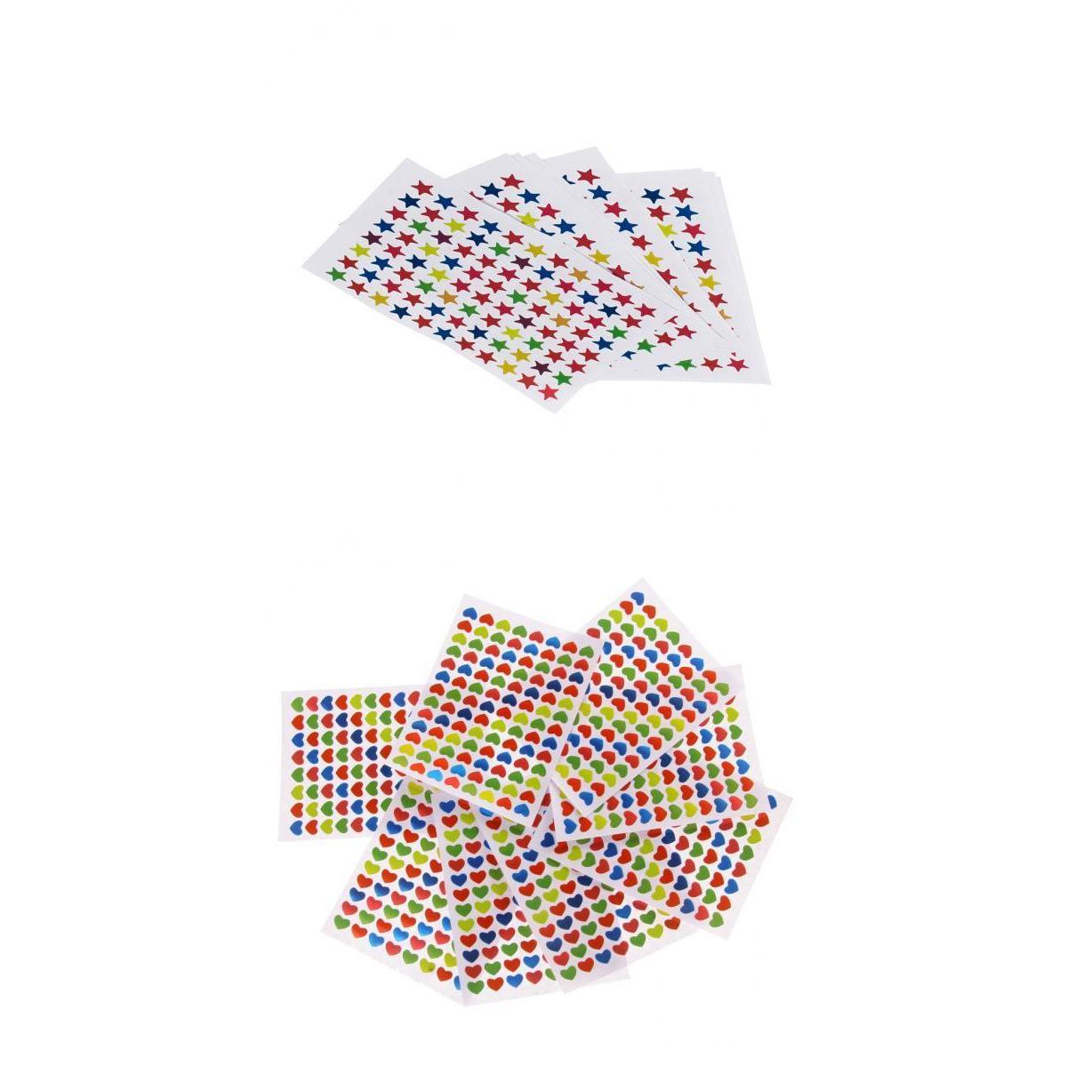 20 Pcs Multicolor Mini Removable Teacher Reward Stickers Love Heart & Star