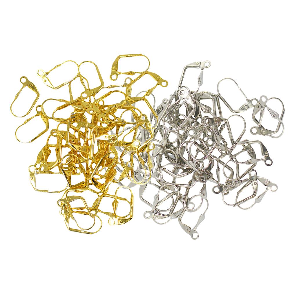 100 Pcs Brass Earring French Lever Back Earrings Ear Wire Earring Hooks