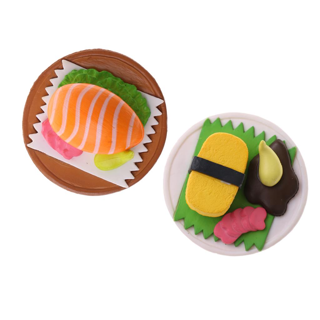 1/12 Dollhouse Miniature Vivid Japanese Food Sushi Round Plate