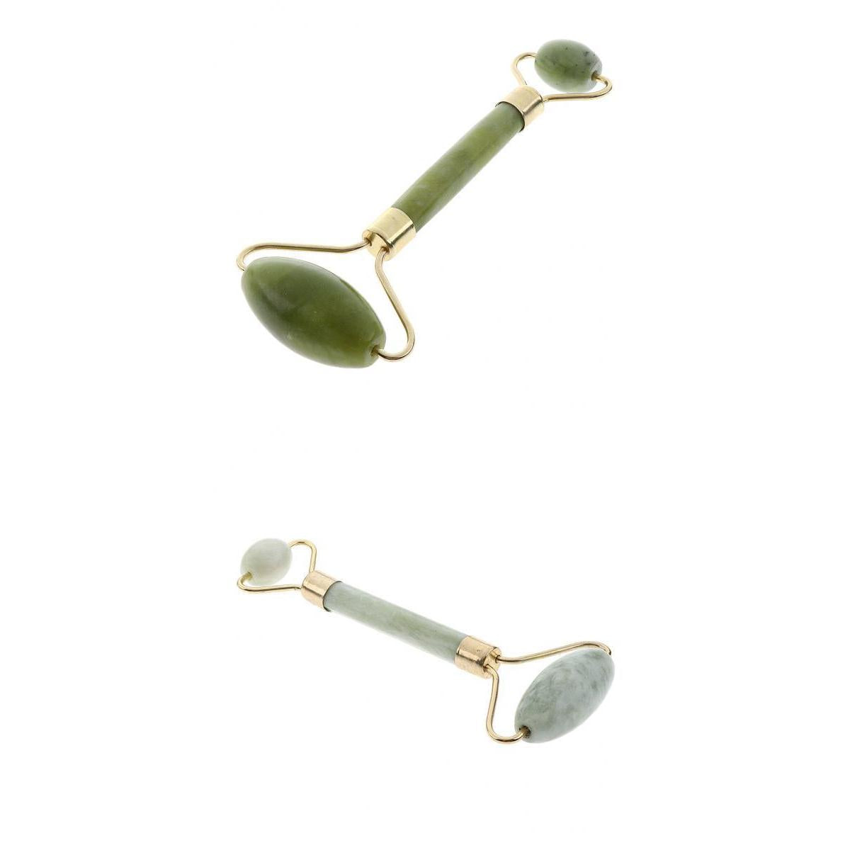2pcs Double Head Natural Jade Stone Facial Massage Roller Face Neck Massager