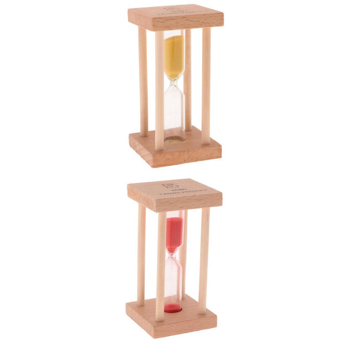 2 Piecs 5 Minutes Wooden Hourglass Brushing Timer Kitchen Cooking Clock