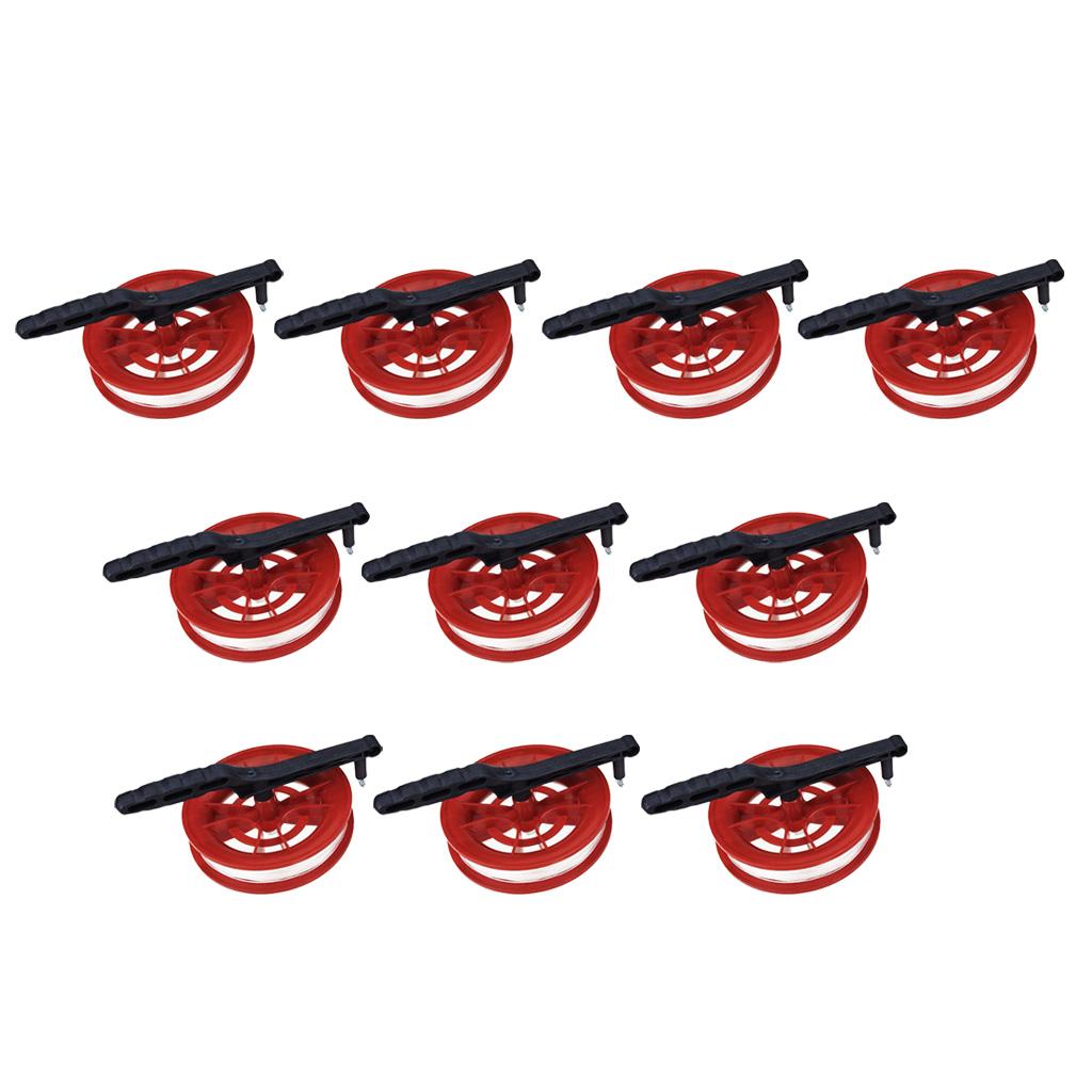 10pcs Fire Wheel Kite Winder Tool Reel Handle with 100m Twisted String Line
