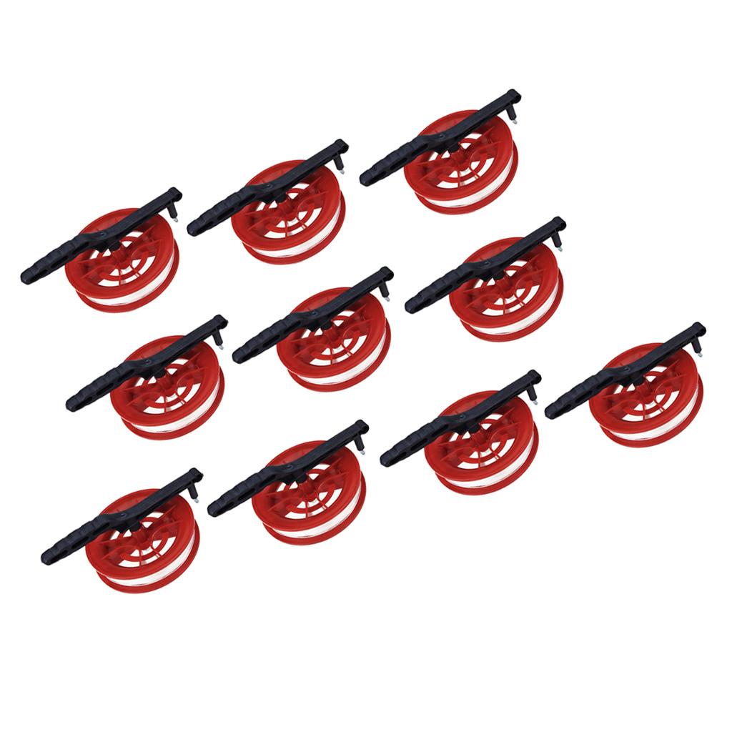 10pcs Fire Wheel Kite Winder Tool Reel Handle with 100m Twisted String Line