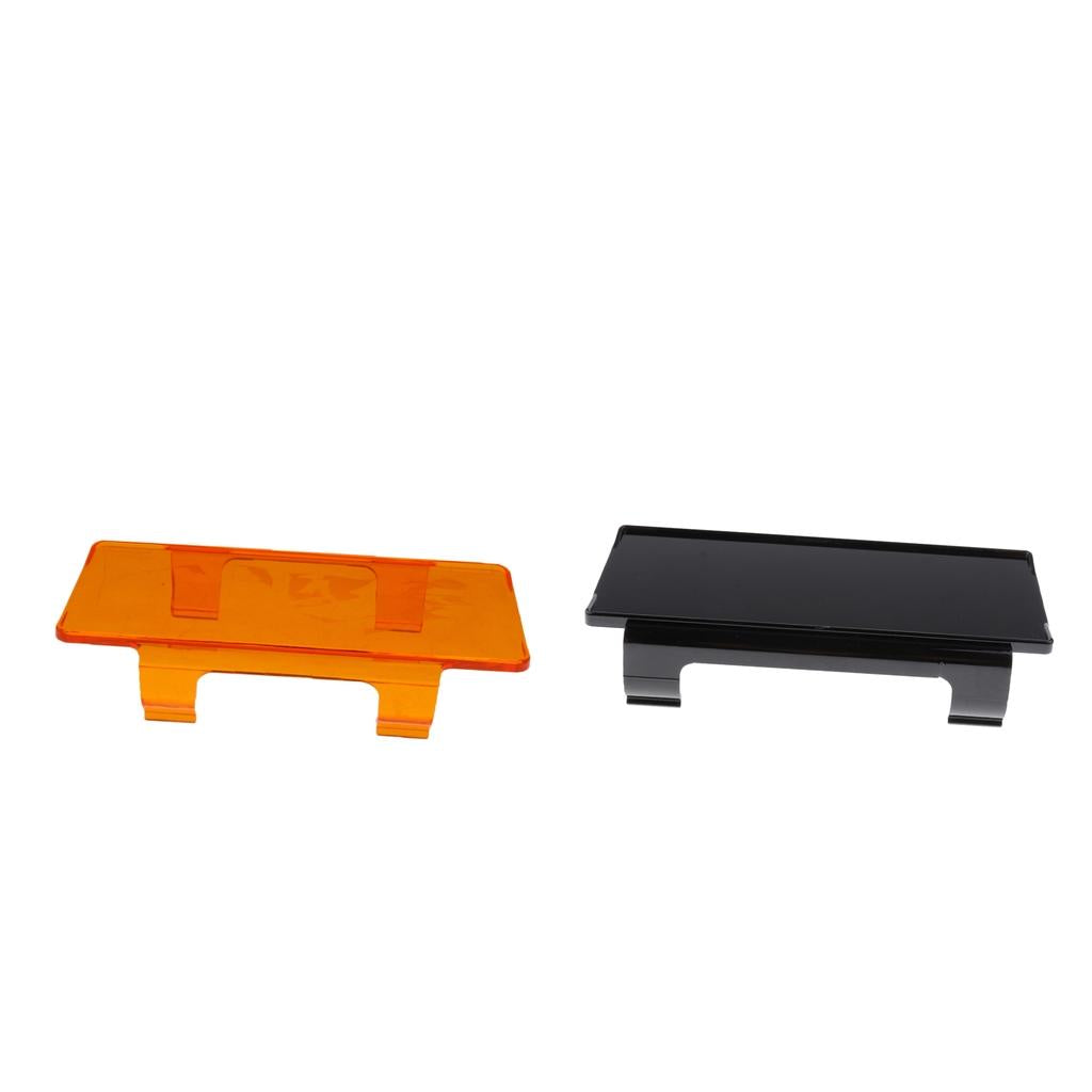2X Car SUV Lens Cover Snap Housing for Straight Curved LED Light Black+Amber