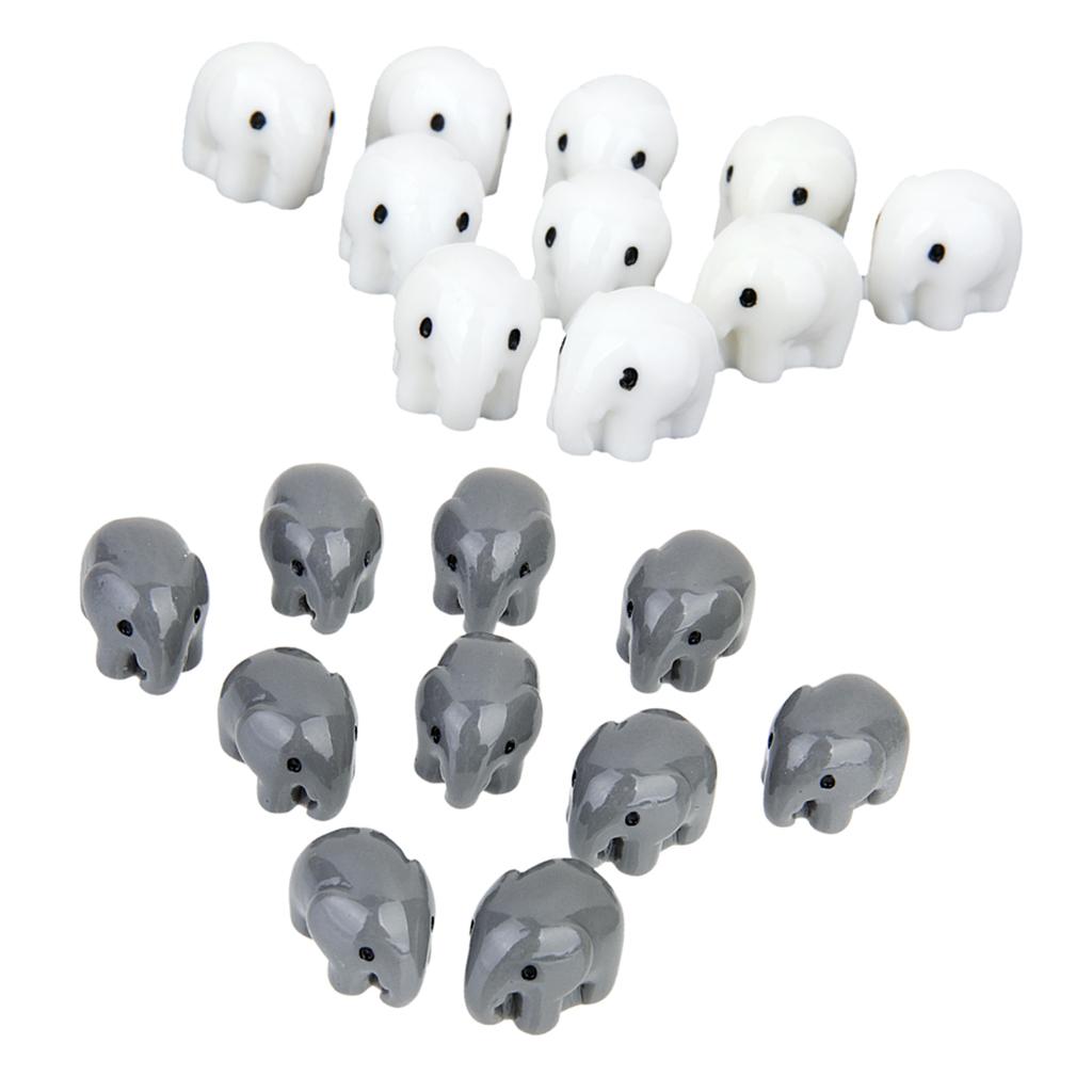 20pcs Miniature Dollhouse Bonsai Craft Landscape Grey&White Elephant Decor