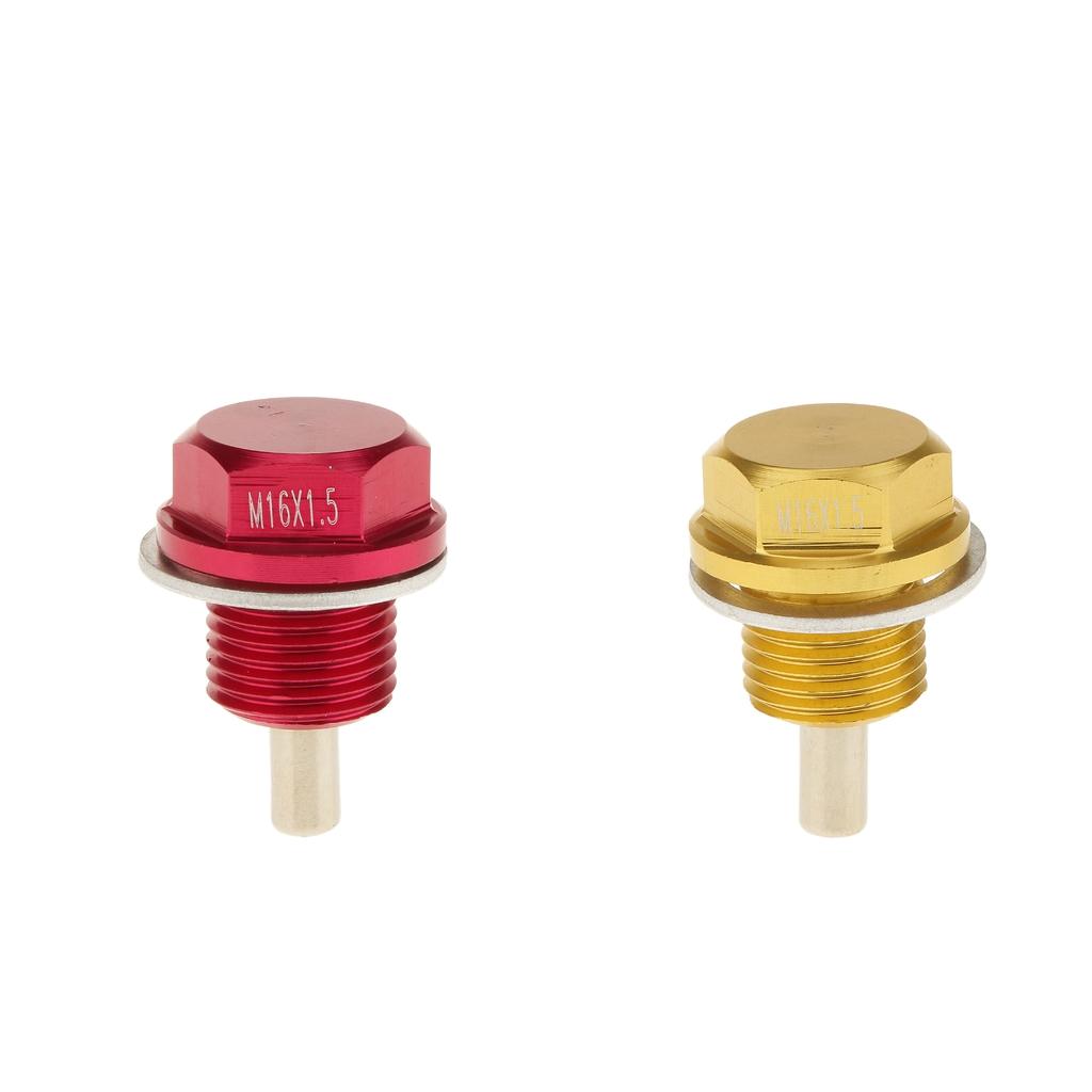2pcs M16X1.5 Anodized Magnetic Engine Oil Pan Drain Bolt Plug for