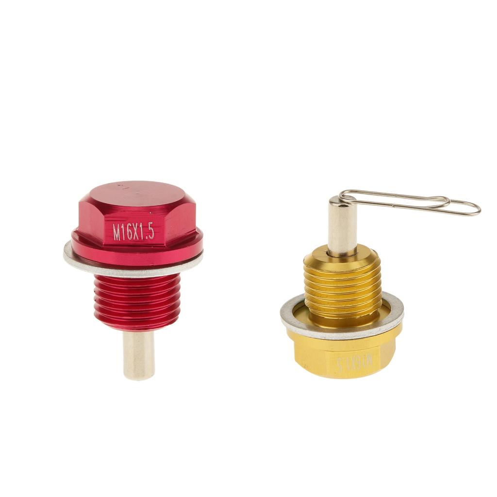 2pcs M16X1.5 Anodized Magnetic Engine Oil Pan Drain Bolt Plug for