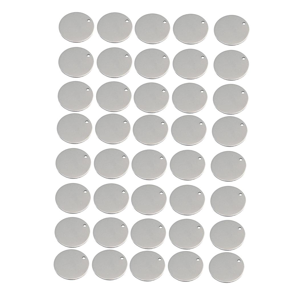 40 Piece Metal Flat Round Circle Blank Coin Stamping Charms Tag Pendants 8mm