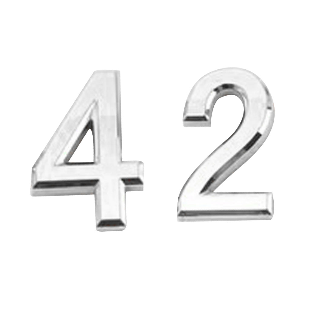 2Pcs Silver Plastic Self-Adhesive House Hotel Door Number 4 and Number 2