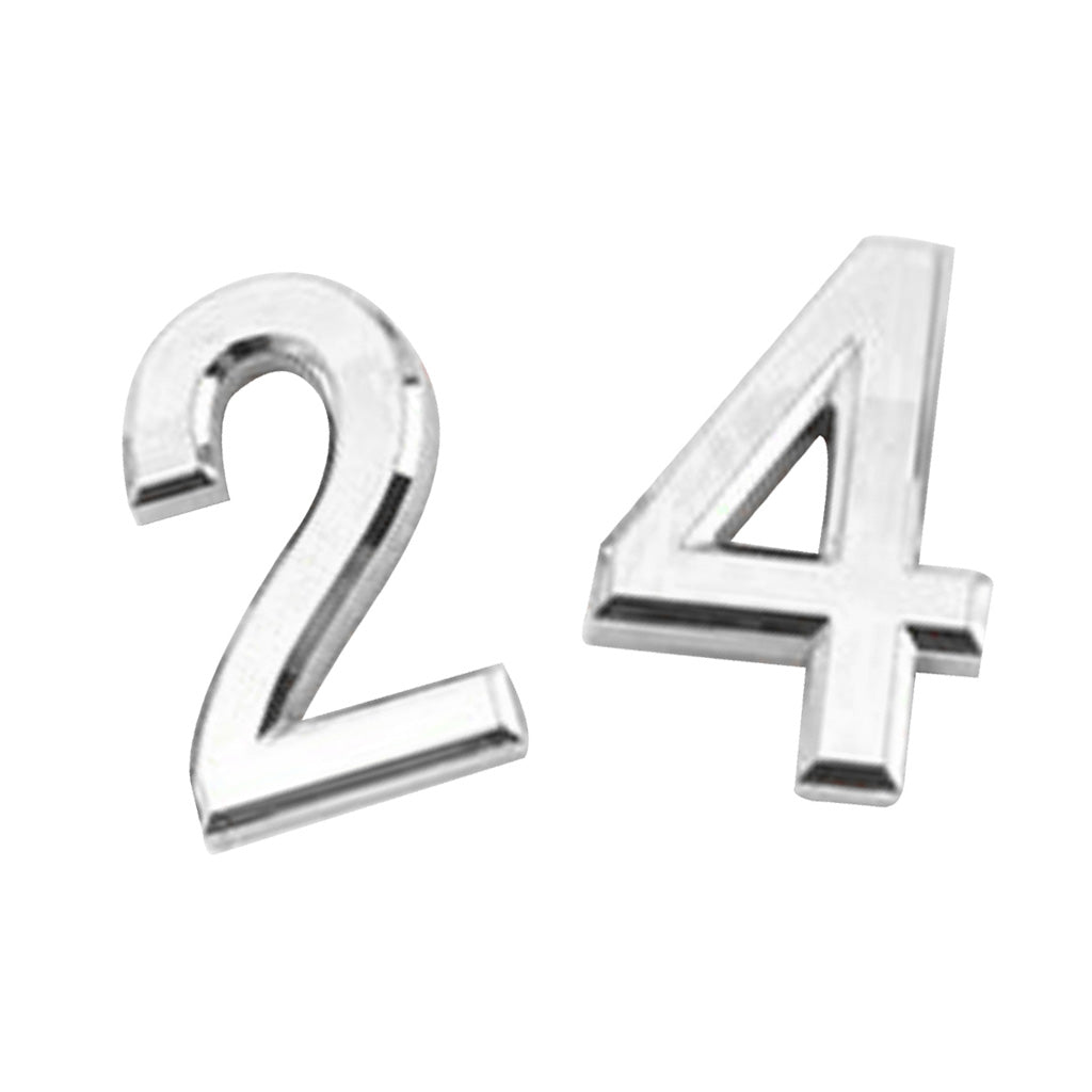 2Pcs Silver Plastic Self-Adhesive House Hotel Door Number 4 and Number 2