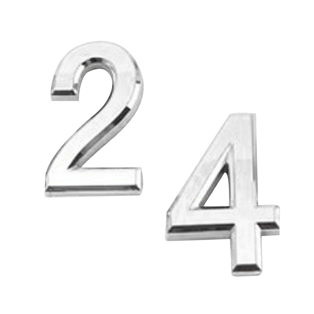 2Pcs Silver Plastic Self-Adhesive House Hotel Door Number 4 and Number 2