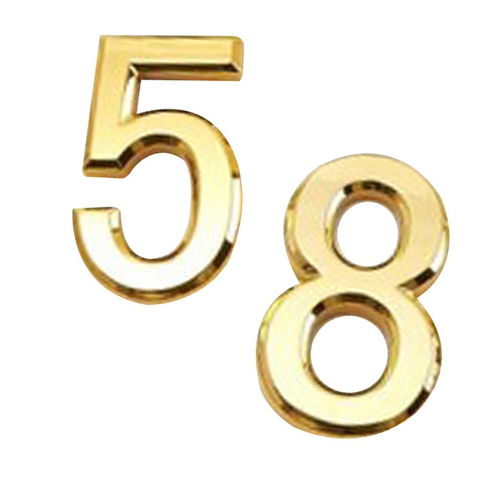 2Pcs Gold Plastic Self-Adhesive House Hotel Door Number 5 and Number 8