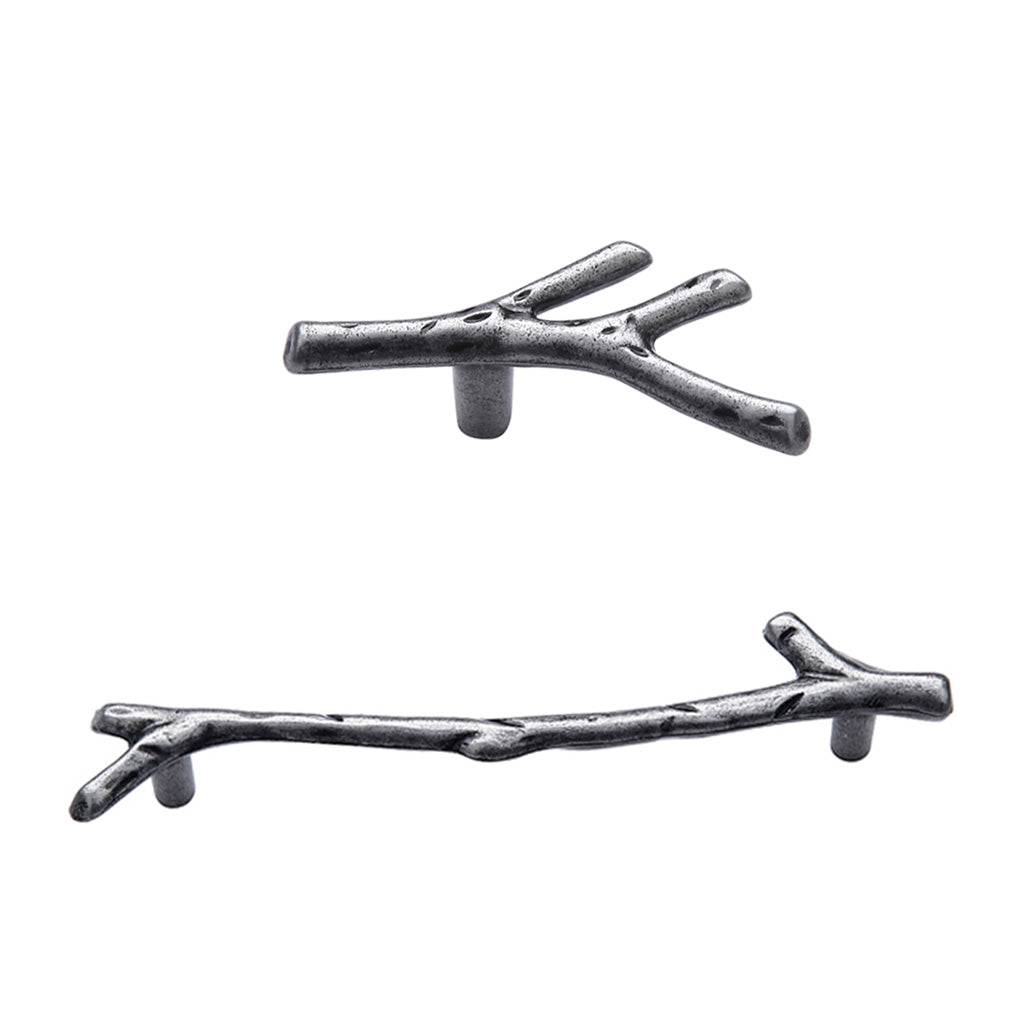 2Pcs Twig Knob Tree Branch Pull Handle For Furniture Kitchen Wardrobe Iron