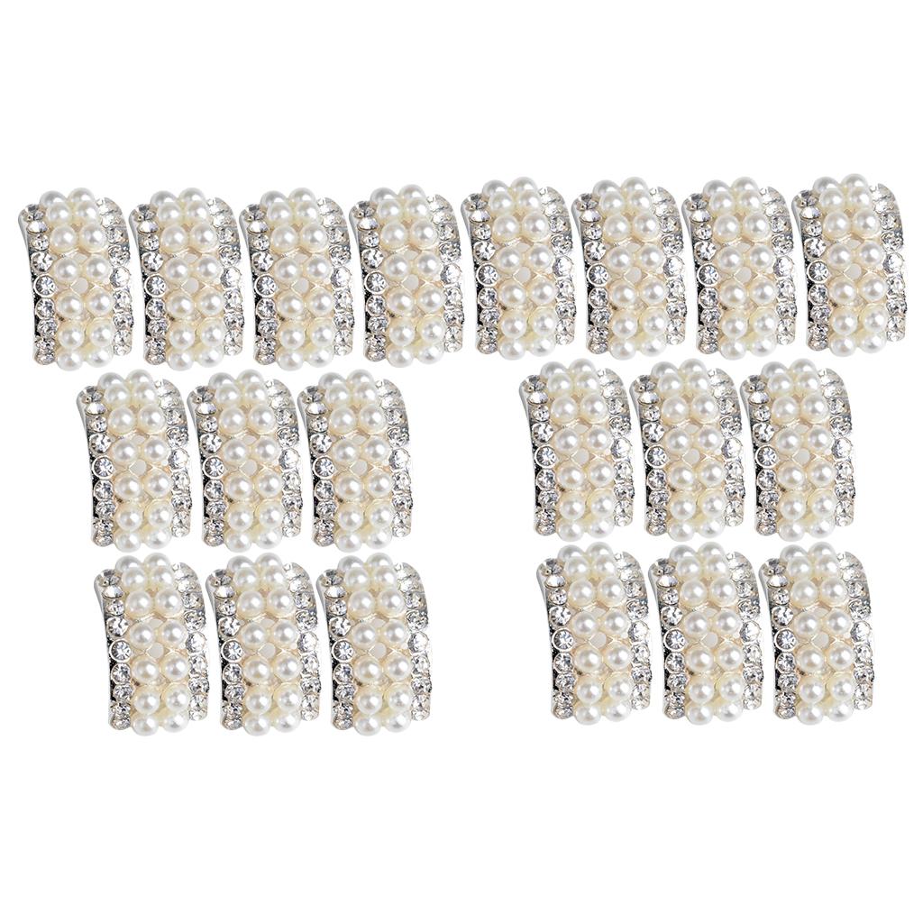 20 Pieces Arc-shaped Pearl Rhinestone Hair Embellishment DIY Accessories