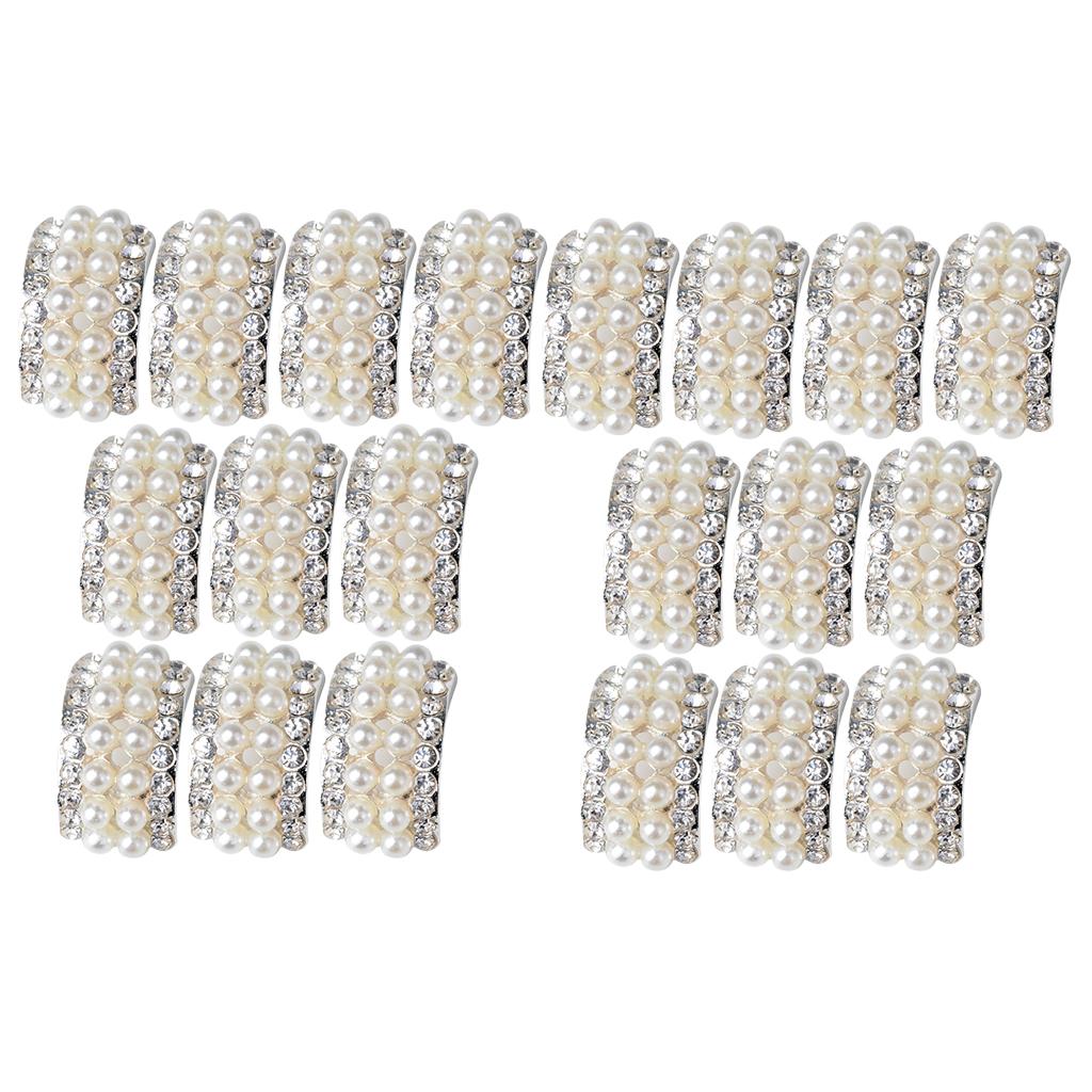 20 Pieces Arc-shaped Pearl Rhinestone Hair Embellishment DIY Accessories