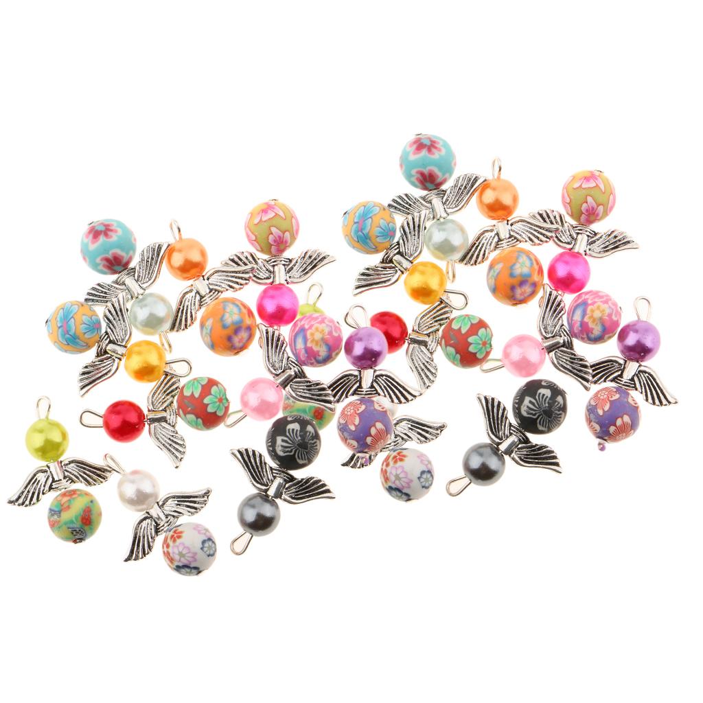 20 Pieces Mixed Angel Wing Charms Pearl Pendant DIY Jewelry Findings #2