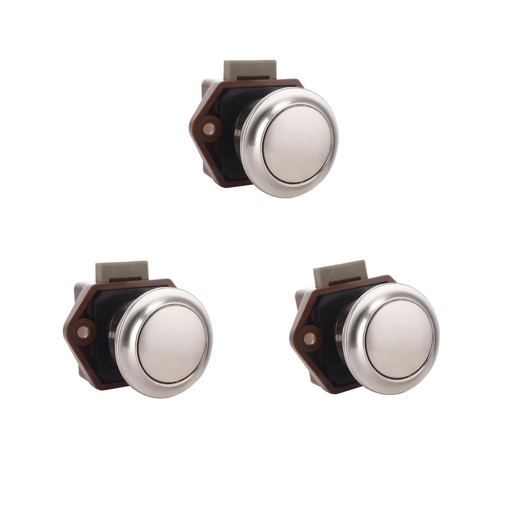 20mm Push Button Catch Lock Cabinet Door Knob Campervan Motorhome 3Pcs