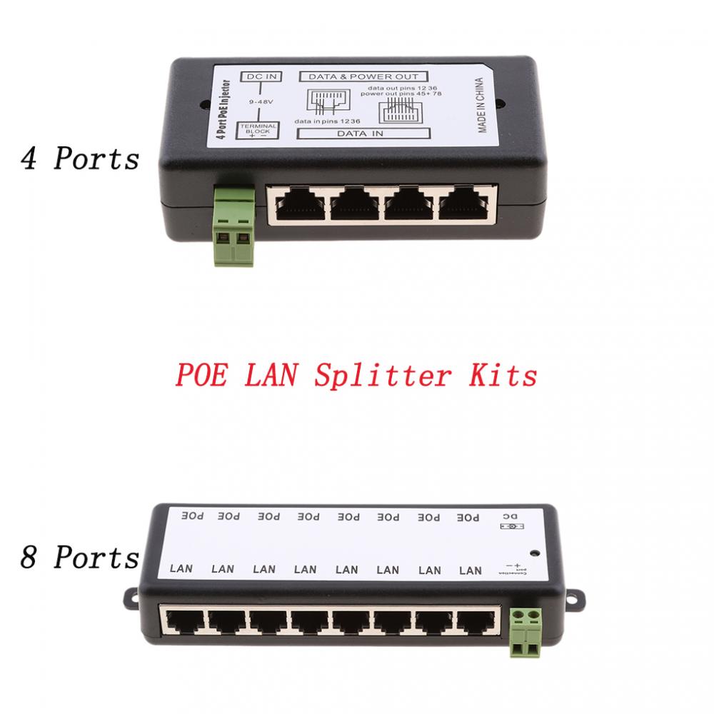2Pcs 12-48V 4 POE Ports Injector Switch Module + 8 POE Ports Injector Module