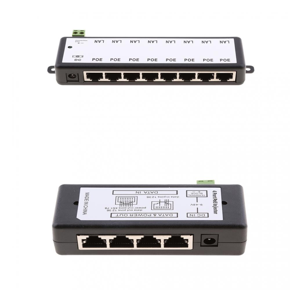 2Pcs 12-48V 4 POE Ports Injector Switch Module + 8 POE Ports Injector Module