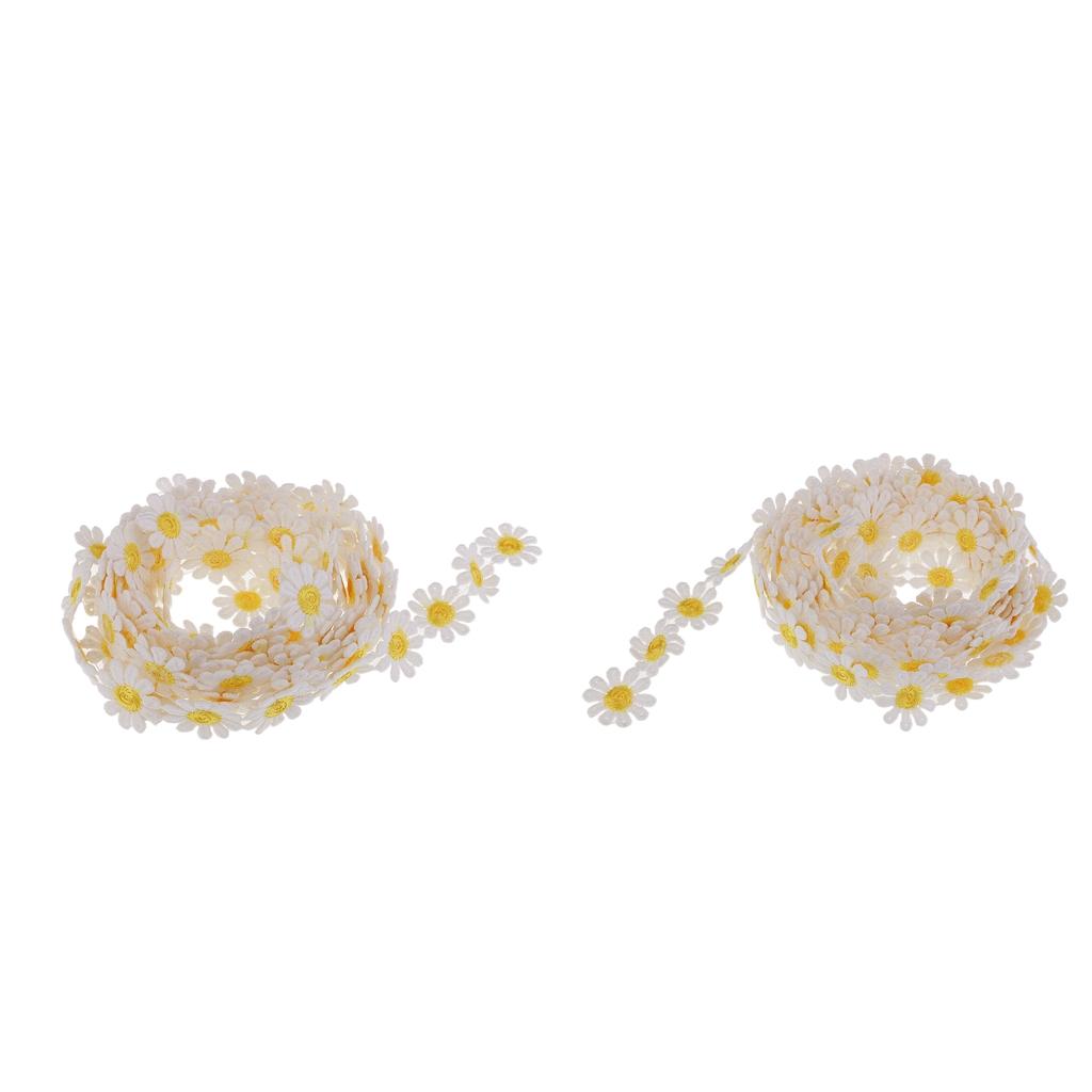 2x 3 Yards 25mm Daisy Embroidery Lace Trim Applique Ribbon Sewing Crafts DIY