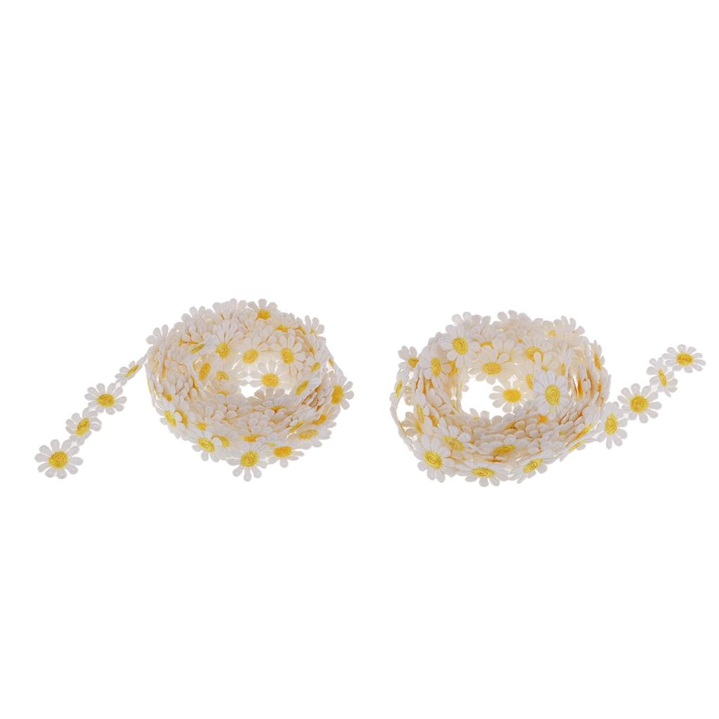2x 3 Yards 25mm Daisy Embroidery Lace Trim Applique Ribbon Sewing Crafts DIY