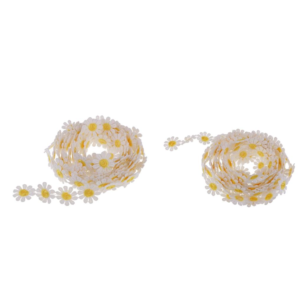 2x 3 Yards 25mm Daisy Embroidery Lace Trim Applique Ribbon Sewing Crafts DIY