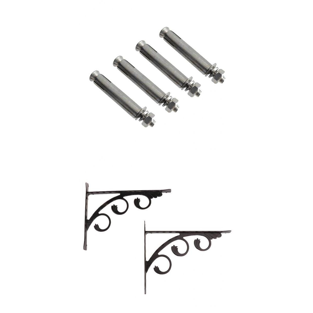 2pcs Wall Shelf Bracket Holder Support with 4pcs Anchor Bolts 20x25CM