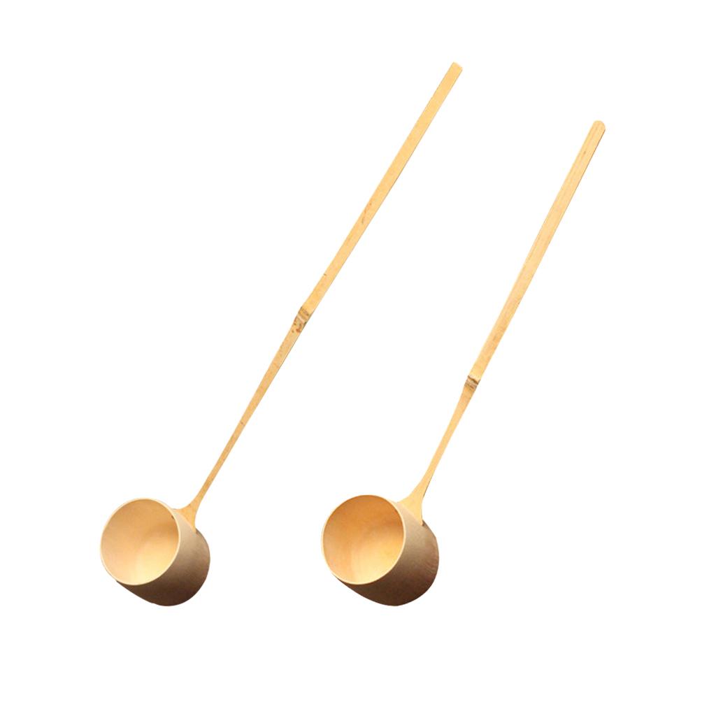 2pc Japanese Tea Ladle Bamboo Water Ladle Water Dipper Soup Wine Spoon